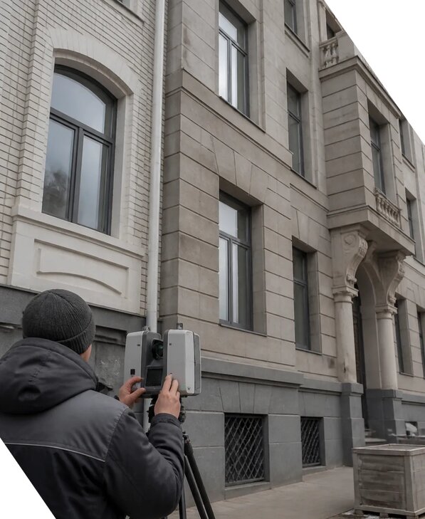 Лазерное сканирование фасадов зданий для обследования в Кольчугине